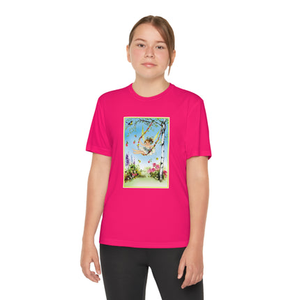 Spring Fairy's Floral Swing Youth Competitor Tee – Garden Magic & Whimsical Adventure