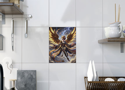 Valkyrie Descending Through Storm Ceramic Tile