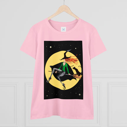 A Witch’s Moonlit Flight Women's Midweight Cotton Tee