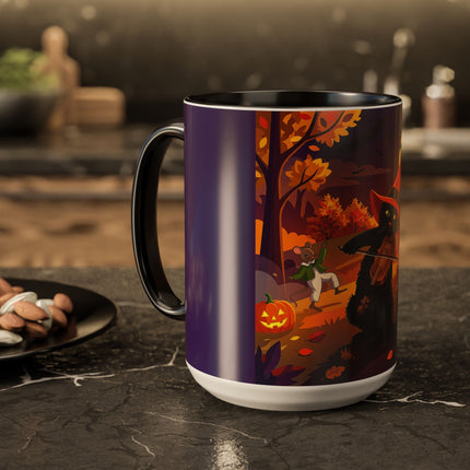 🐈‍⬛🎻 The Black Cat's Moonlit Melody Colorful Mug – Whimsical Halloween Music