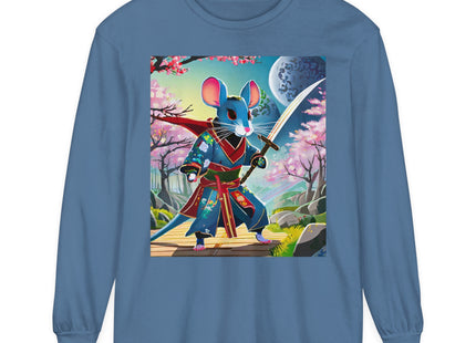 Cyber Samurai Rat Garment-dyed Long Sleeve T-Shirt