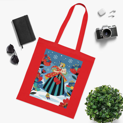 ❤️❄️ The Winter Heart Messenger Cotton Tote Bag – Art Deco Winter Enchantment