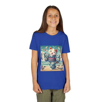 Geisha Kitten by the Seaside Youth Short Sleeve Tee