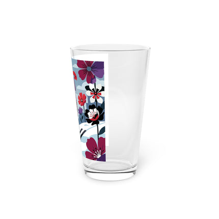 🎿❄️ The Winter Flower Skier Pint Glass – Art Deco Alpine Fantasy