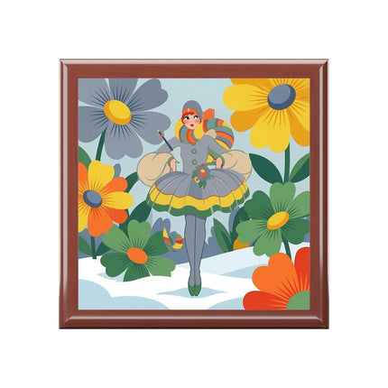 ❄️🌼 The Winter Flower Wanderer Jewelry Box – Colorful Art Deco Snow Fantasy