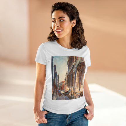 Gondola Moorings on the Grand Canal by John Singer Sargent Women's Midweight Cotton Tee