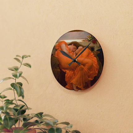 Flaming June by Frederic Leighton Acrylic Wall Clock, Round and Square