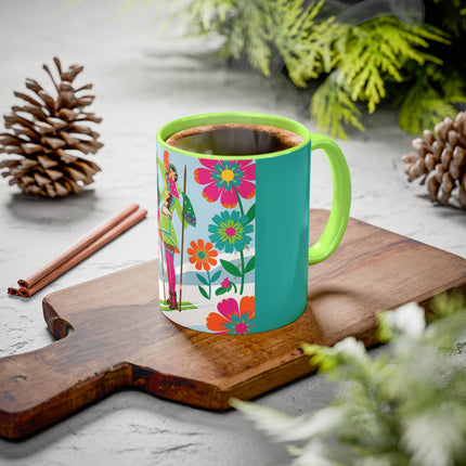 🎿🌸 The Winter Flower Adventurer Colorful Mug – Colorful Ski Fantasy