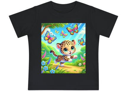 Butterfly Chase Leopard Cub Baby Short Sleeve T-Shirt