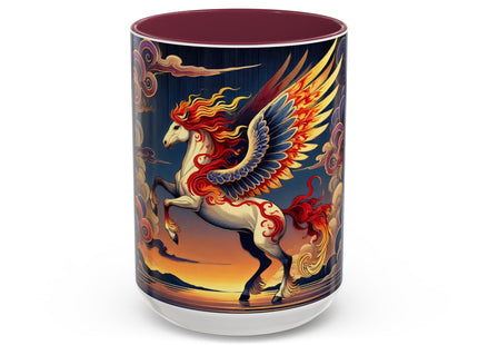 Flame-Winged Horse at Sunset Colorful Mugs (11oz, 15oz)