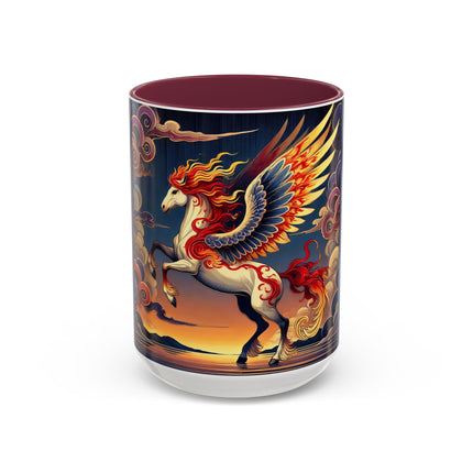 Flame-Winged Horse at Sunset Colorful Mugs (11oz, 15oz)