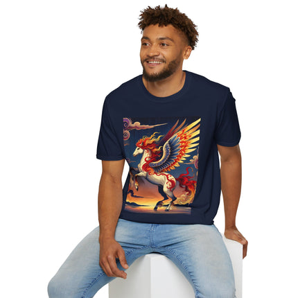 Flame-Winged Horse at Sunset Softstyle T-Shirt