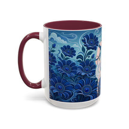💙🌸 The Sapphire Wind Dancer Colorful Mug – Art Deco Floral Fantasy