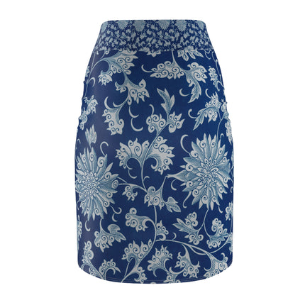 Blue Flower Pattern by Owen Jones Women's Pencil Skirt (AOP)