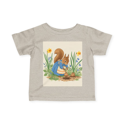 🐿️🌼 The Little Spring Garden Squirrel Infant Fine Jersey Tee – Whimsical Woodland Charm