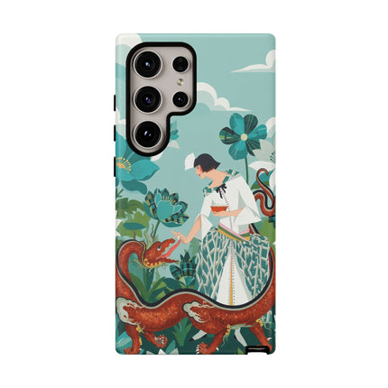 🐉🌿 The Dragon Keeper Phone Case – Art Deco Floral Fantasy