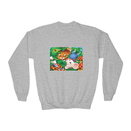 Whimsical Adventure Youth Crewneck Sweatshirt – Playful Journey & Storybook Fun