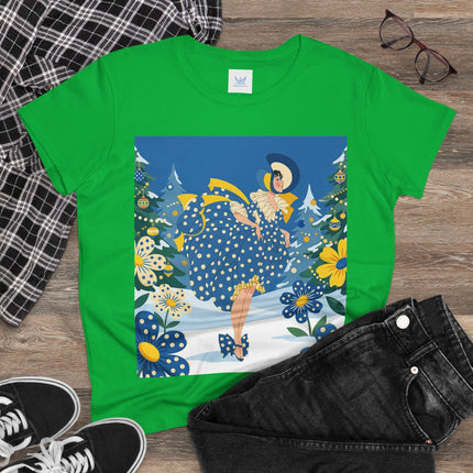 ❄️💙 The Bluebell Christmas Promenade Cotton Tee – Art Deco Holiday Elegance