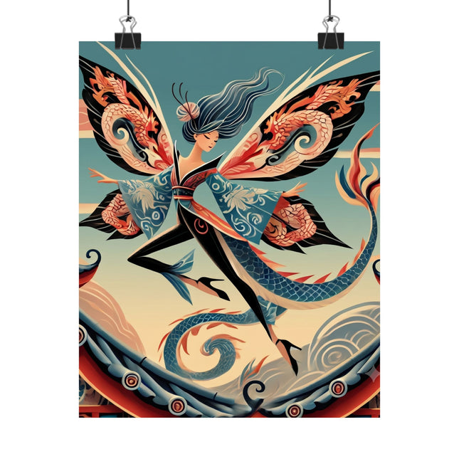 🐉🧚 Dragon Fairy of the Temple Matte Vertical Poster – Mystical Power & Ancient Elegance