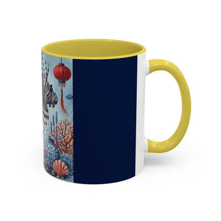 Lionfish & Lantern Colorful Mug – Mystical Ocean & Asian Harmony