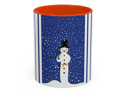 Snowman in Falling Snow Colorful Mugs (11oz, 15oz)