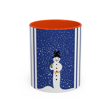 Snowman in Falling Snow Colorful Mugs (11oz, 15oz)