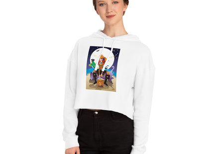 Moonlit Pirate Halloween Women’s Cropped Hooded Sweatshirt