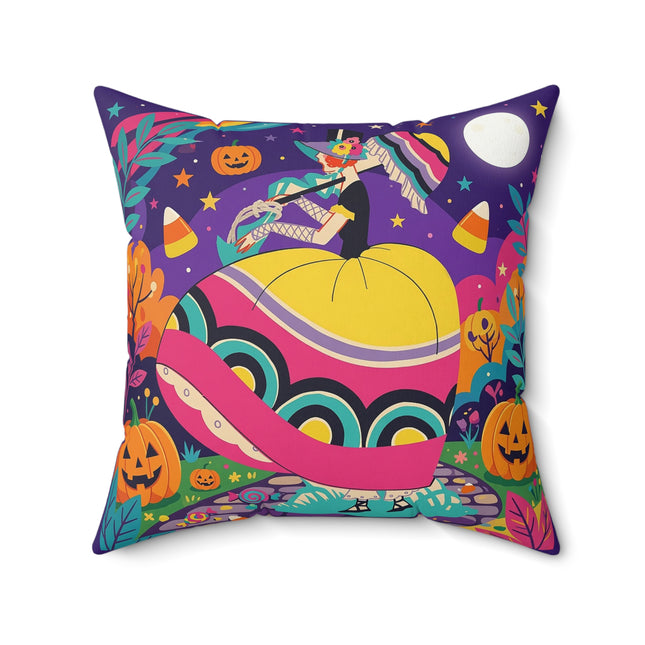 🌙🎃 The Lady Of Moonbeam Hollow Square Pillow – Whimsical Halloween Charm
