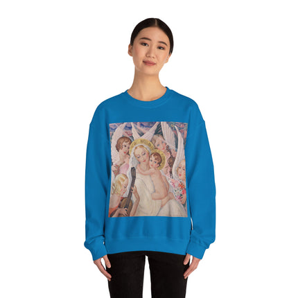 Madonna with Child Surrounded by Musical Angels by Gerda Wegener Heavy Blend™ Crewneck Sweatshirt