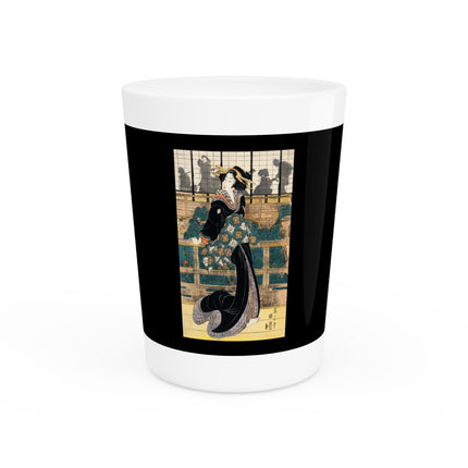 Japanese woman woodcut print by Kikukawa Eizan Ceramic Shot Glass