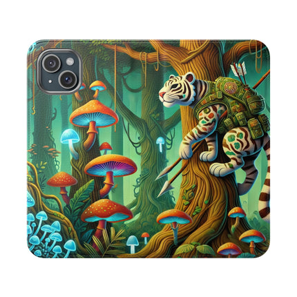 🐅🌿 Silent Stripes Flip Case – Stealth, Grace & Enchanted Forest