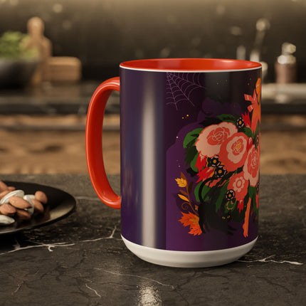🌹🎃 The Lady Of The Haunted Rose Garden Colorful Mug – Romantic Halloween Charm