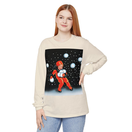 Festive Snowball Unisex Garment-dyed Long Sleeve T-Shirt