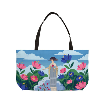 🌸🎩 The Lady Of The Grand Flower Garden Weekender Tote Bag – Art Deco Fashion Illustration