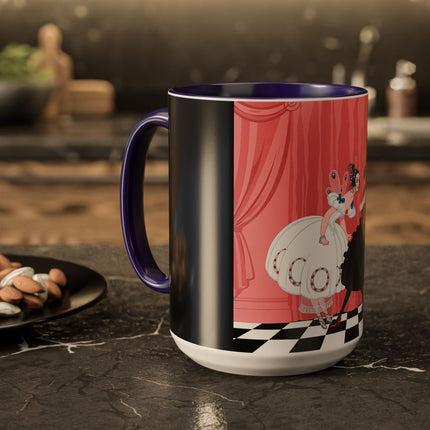The Ladies Behind The Velvet Curtain Colorful Mugs – Art Deco Theatrical Elegance