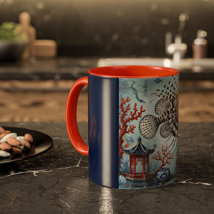 Lionfish & Lantern Colorful Mug – Mystical Ocean & Asian Harmony
