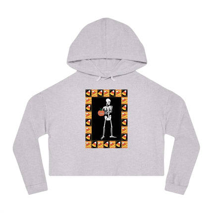 Candy Corn Skeleton Women’s Cropped Hooded Sweatshirt