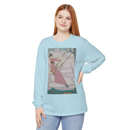 La balançoire by Georges Lepape Garment-dyed Long Sleeve T-Shirt