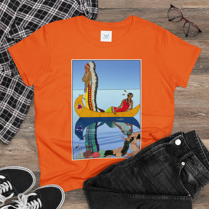 Le long du Missouri (Indian couple in a canoe on the Missouri River) by George Barbier Women's Midweight Cotton Tee