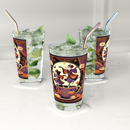 Theatrical Halloween Kabuki Mice Glass, 16oz