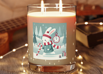 Candy Cane Timekeeper Bunny Scented Candle - Full Glass, 11oz