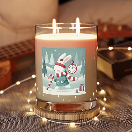 Candy Cane Timekeeper Bunny Scented Candle - Full Glass, 11oz