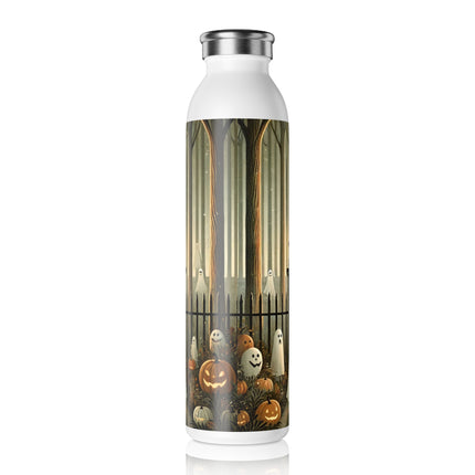 Ghostly Welcome – A Halloween Night Slim Water Bottle