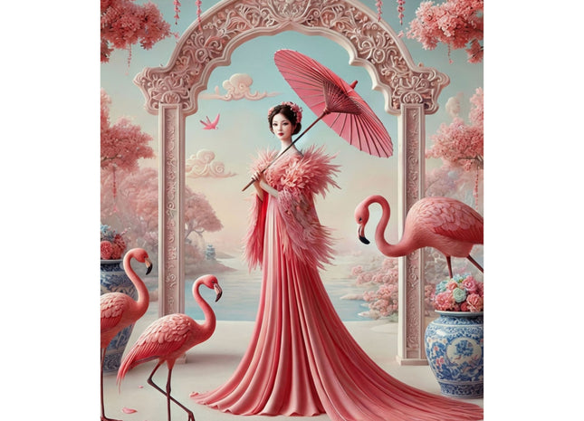 Petals, Porcelain, and Flamingos Matte Vertical Posters
