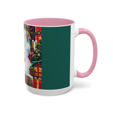 ☃️🎄 The Snowman's Christmas Companion Colorful Mug – Art Deco Holiday Fantasy