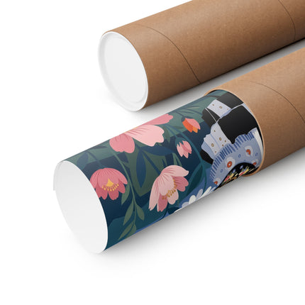 🌸👑 The Lady Of The Grand Flower Promenade Matte Vertical Poster – Art Deco Floral Elegance