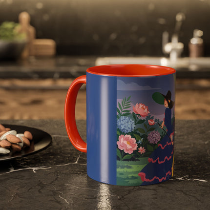 The Lady Of The Garden Stroll Colorful Mugs – Art Deco Botanical Elegance