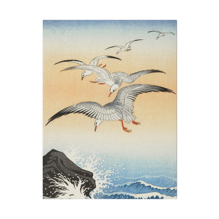 Five Seagulls Above Turbulent Sea by Ohara Koson – Japanese Seascape