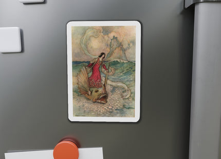 Rita Rides on the Dolphin by Warwick Goble Die-Cut Magnets (5 Sizes)