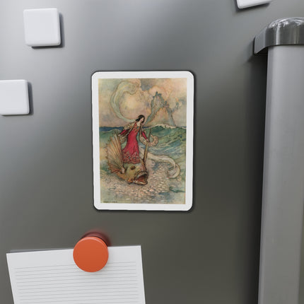 Rita Rides on the Dolphin by Warwick Goble Die-Cut Magnets (5 Sizes)